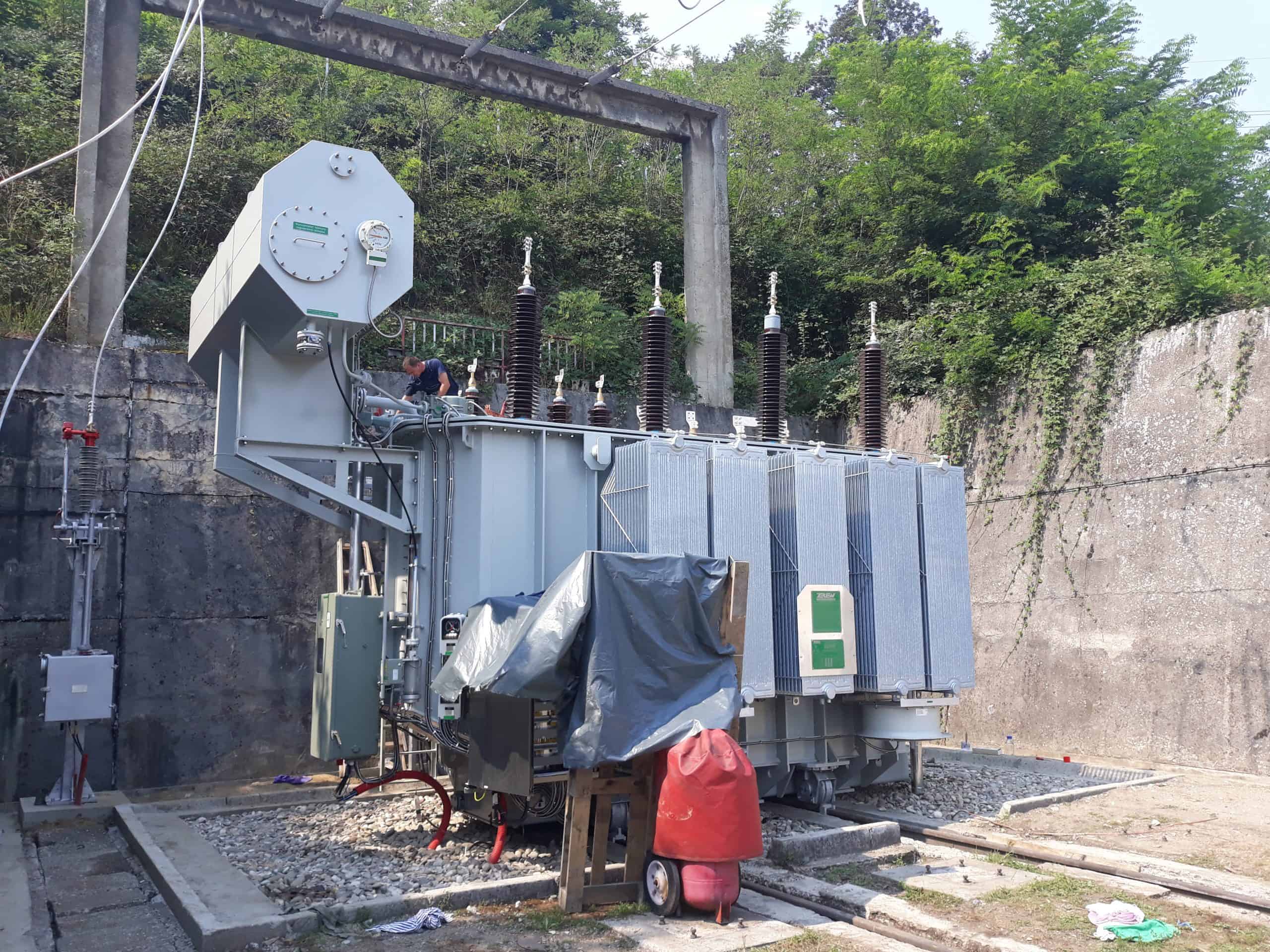 Power transformer being installed
