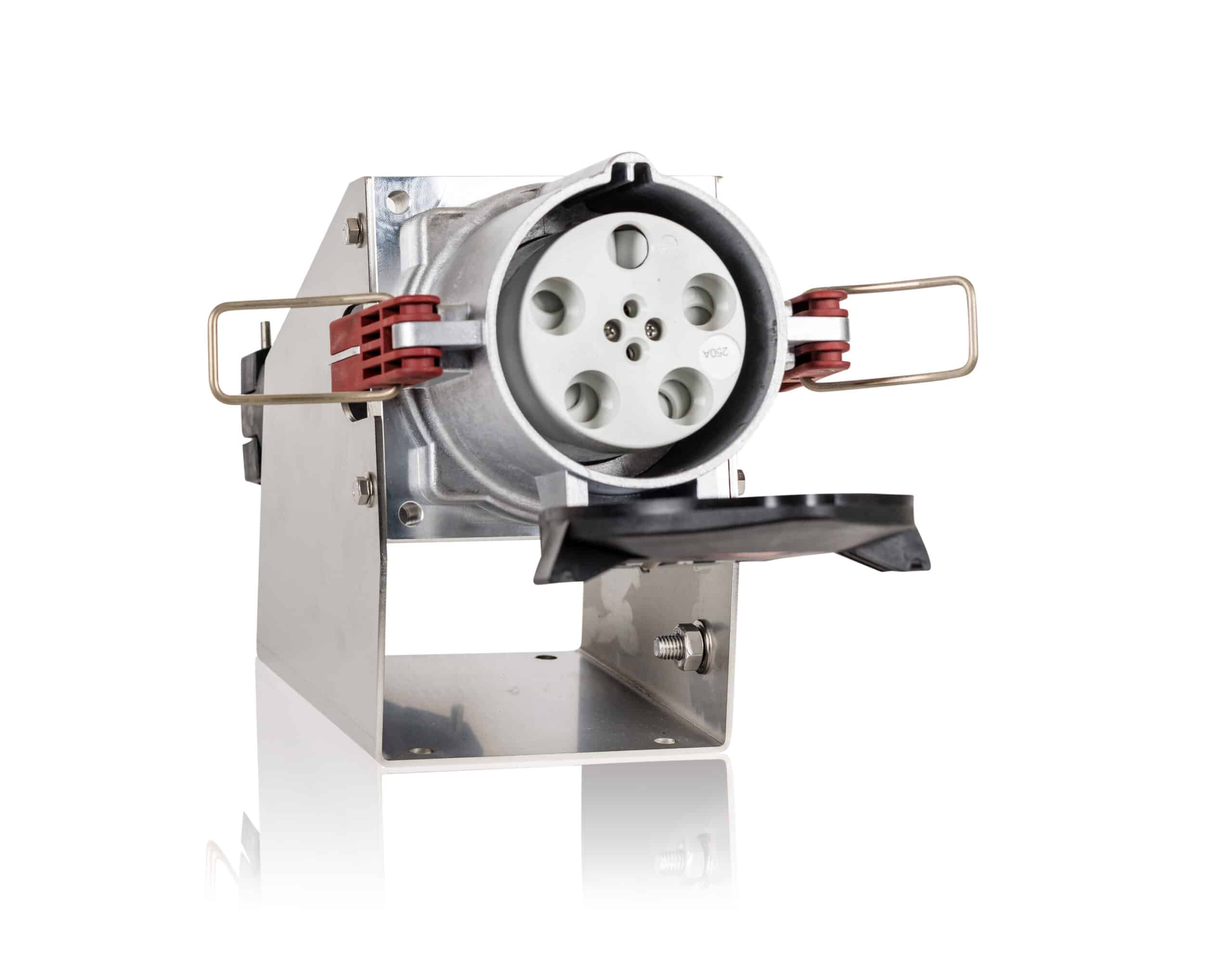 Industrial connector female with open cover